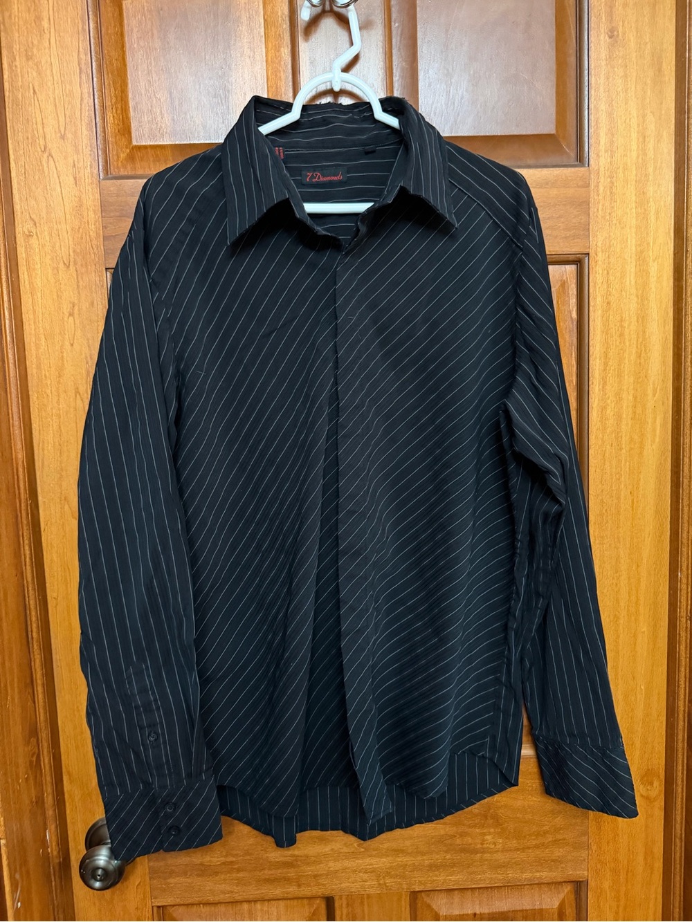 7 Diamonds Men’s Black Pinstripe Dress Shirt